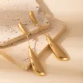 Stunning gold long leaf drop earrings, modern minimalist geometric metal jewelry for women. - E1535-2