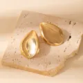 Gold geometric leaf earrings for women, minimalist retro metal drop earrings for daily wear. - E1535-3