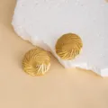 Vintage Gold Swirl Textured Metal Earrings Chic Geometric Statement Studs Jewelry Gift - E5010