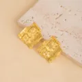 Gold geometric textured stainless steel earrings, vintage niche design fashion jewelry. - E4971-3