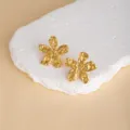 Retro gold flower metal earrings, unique design geometric stud earrings for women and daily wear. - E4606