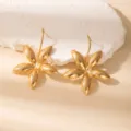 Gold metal flower leaf earrings retro exaggerated geometric statement jewelry for women - E1531-2