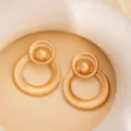 Gold Geometric Textured Stud Earrings Vintage Metallic Statement Jewelry Variant SKU - E2419-1
