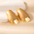 Chunky gold teardrop earrings, retro geometric metal statement ear studs for women daily chic. - E1759-2