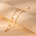 Minimalist stainless steel double layer crystal charm bracelet for women fashion jewelry - S809