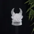 Etnisch Miao zilver holle bloem kwast parel haarornament DIY hoed souvenir accessoire - Bloeiwijze (F389)