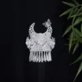 Etnische Miao zilveren holle bloem kwastje vlinder haaraccessoire variant - Hibiscus (F363)