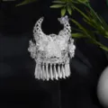 Etnische Miao zilveren holle vlinder parel kwast haar accessoire DIY hoed decoratie stuks - Bloemavond (F45)