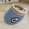 Sommer kinder süße gewebte sonnenblende hut mit avocado patch atmungsaktiver leerer top strohhut - Kinder / Blau