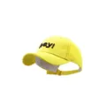 Gele baby honkbalpet met geborduurde hey tekst perfect voor zomerse kleuter kleding. - 2-5 jaar / Geel