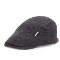Donkergrijze heren flat cap pet newsboy beret hoed met gewatteerd ruitpatroon en gesp - Volwassene (89g) / Grijs
