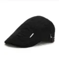Heren Zwarte Flat Cap Britse Stijl Retro Newsboy Beret Hoed met Stijlvol Metalen Detail - Volwassene (89g) / Zwart