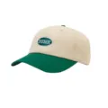 Colorblock baseball cap casual sun protection hat with DUNK embroidery logo unisex - Adult / Beige & Green Brim