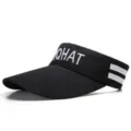 Casquette de sport noire sans sommet avec texte brodé blanc pour course en plein air tennis. - Adulte / Noir