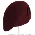 Women wool felt beret hat winter elegant vintage french beret cap with floral side detail. - One Size / Burgundy