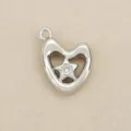 Pendentif détail cœur argenté étoile creuse diamant pour accessoire bijoux faits à la main - Cœur / Argent