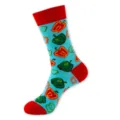 Calzini colorati con divertente stampa di peperoni, comodo misto cotone per tutti i giorni. - Taglia unica / Blu Chiaro Peperoncino (446)