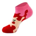 Calzini corti rosa ciliegia dopamina, stile ragazza dolce taglio basso calzini da barca casual - Taglia unica / Onde alla Ciliegia (C152)