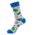 Calze colorate alla moda con motivi giocosi di piante e frutta per uno stile streetwear. - Taglia unica / Blu Chiaro Pianta Frutta (452)