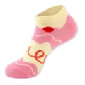 Calzini corti donna stile dopamina, fantasmini rosa e crema block con motivi in maglia lavorata. - Taglia unica / Pois Crema (C155)