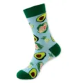 Calze al polpaccio alla moda con simpatico motivo di avocado, calzini casual per tutti i giorni. - Taglia unica / Blu Chiaro Avocado Verdura (455)