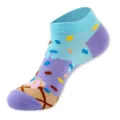 Calzini corti donna gelato granella colorati simpatici fantasmini cotone casual stile - Taglia unica / Codette Blu Viola (C161)