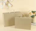 Wooden flip-top gift box detail view, elegant packaging with fabric handle for wedding and parties. - Large Size 34.6x26.5x11.8cm / Light Wood