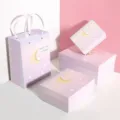 Purple gradient rabbit theme gift box and paper bag set, romantic packaging for presents. - Large Gift Bag / Purple