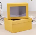 Caja de regalo de papel kraft con ventana transparente, caja de embalaje para cosméticos. - 21.5x16.5x11cm / Papel kraft
