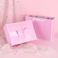 Coffret cadeau rose avec ruban nœud, emballage élégant pour fêtes et cadeaux de mariage. - Très Grande Taille (33x25x11.5cm) / Boîte Cadeau Rose Clair + Sac Cadeau
