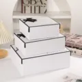 Luxury white gift boxes set with black ribbon bows, perfect for presents, weddings and parties. - Gift Box / Medium (21x19x8.5cm) / White
