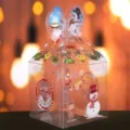 Transparent PVC Christmas apple gift box clear packaging box for holiday party favors - Little Deer and Snowman / 8.5x8.5x16.5cm