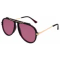 Trendy aviator sunglasses for men and women with purple lenses and black gold frames. - Purple Red C7