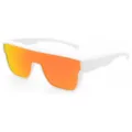 Oversized zonnebril met wit montuur en oranje gespiegelde lens voor stijlvolle look en sport. - Wit Frame Rode Spiegel