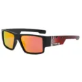 Polarized sports sunglasses with UV400 lenses and red flame temples for driving. - Black Frame Red Film (Polarized)