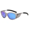 Polarized windproof sunglasses for fishing and driving with adjustable temples and blue lenses. - Transparent Grey Ice Blue