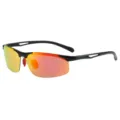 Outdoor sportzonnebril met gekleurde verloop UV bescherming glazen en lichtgewicht zwart half montuur. - Zwart Frame Rode Spiegel
