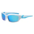 Gafas de sol deportivas polarizadas para hombre con lentes reflectantes azules y montura. - Blanco Azul