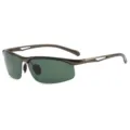 Gafas de sol deportivas polarizadas para hombre protección UV para ciclismo y pesca. - Montura Marrón Lentes Verde Oscuro