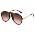 Stijlvolle aviator zonnebril voor dames en heren met gegradueerde lenzen en gouden metalen details. - Bruin Montuur Verloop Bruin C8