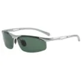Gafas de sol deportivas con montura plateada y lentes verdes para ciclismo y pesca. - Marco Plateado Verde Oscuro