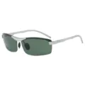 Silberner Metallrahmen polarisierte Sonnenbrille mit dunklen grünen Gläsern zum Autofahren. - Polarisiert / Silberner Rahmen Dunkelgrün