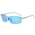 Silberner Rahmen blaue verspiegelte polarisierte Sonnenbrille für Outdoor Angeln Variante V2 - Polarisiert / Silberner Rahmen Eisblau