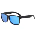 Polarized sunglasses for men and women square frame blue mirror UV400 outdoor driving - Black Blue