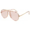 Classic aviator sunglasses with pink frames and gold metal double bridge for outdoor daily wear. - Champagne Pink C3