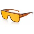 Polarisierte Nachtsicht Sonnenbrille fuer Damen und Herren, UV Schutz ueber der Brille. - Transparenter roter Rahmen rote verspiegelte Gläser / Zebramuster