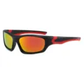Gafas de Sol Deportivas Polarizadas para Hombre Montura Negra Roja Lentes Coloridas Outdoor - Negro Rojo