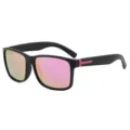 Black polarized sunglasses with pink reflective lenses, UV400 outdoor eyewear variant - Black Pink Gradient