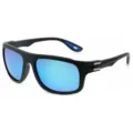 Men's polarized sports cycling sunglasses with blue reflective lenses for outdoor fishing. - Black Frame Ice Blue