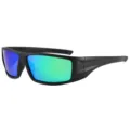 Lunettes de soleil sport polarisees noires avec verres colores vert-bleu pour cyclisme exterieur. - Monture Noire Miroir Vert